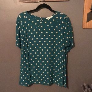 Boden teal/cream peter-pan collar top - size 16